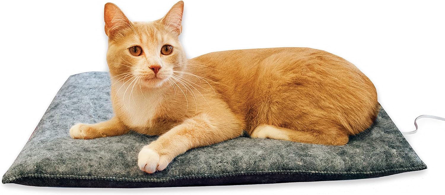 K&H Heated Cat Bed, Amazin' Kitty Pad Indoor, Safety Listed, 4 Watt, Gray