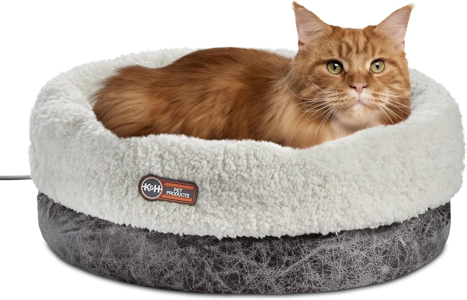 K&H Heated Cat Bed, Thermo-Snuggle Cup Bomber Indoor, Safety Listed, 18x14 Gray