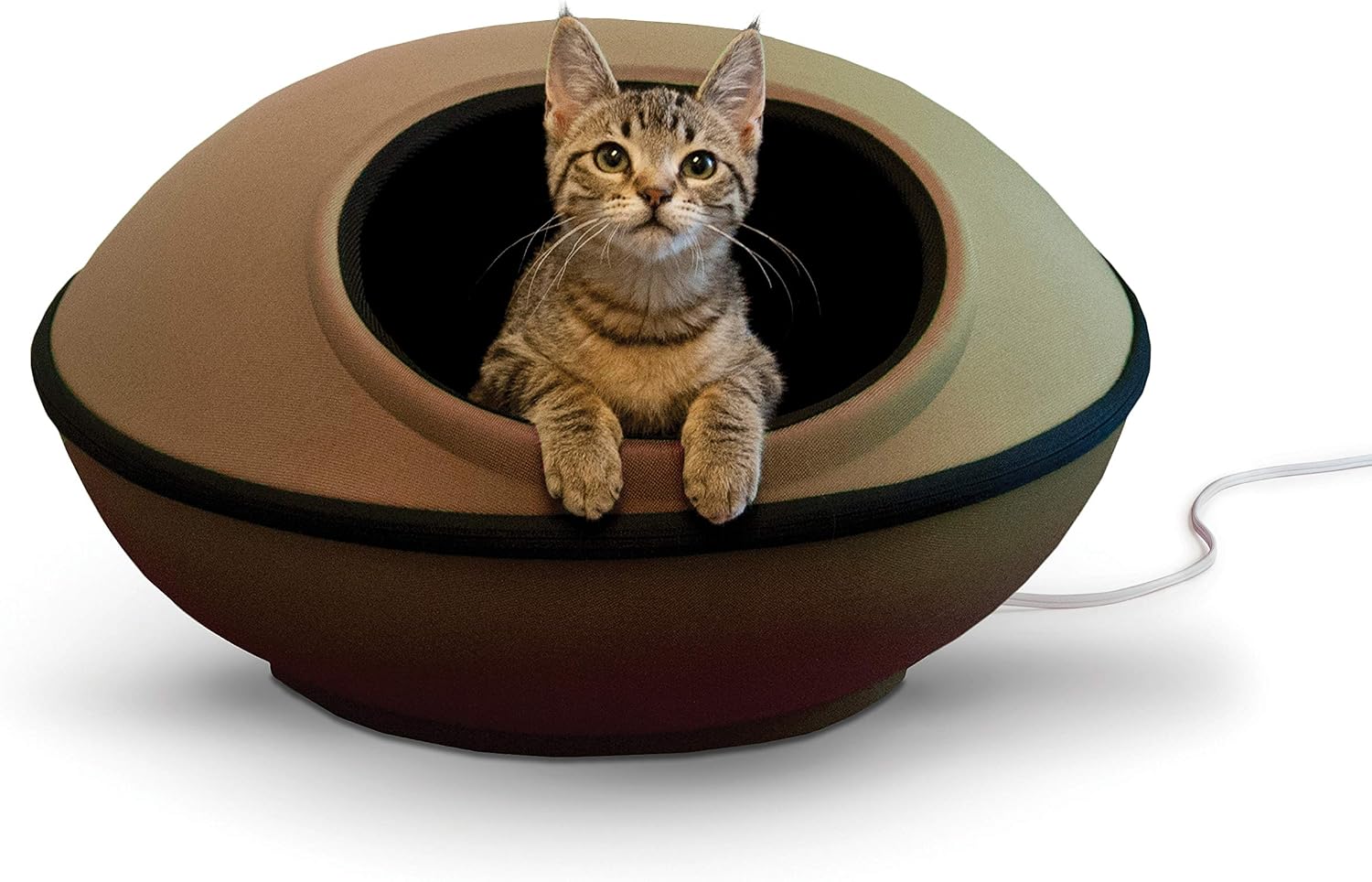 K&H Heated Cat Bed, Thermo-Mod Dream Pod Indoor, Safety Listed, 22in Tan Tan/Heated