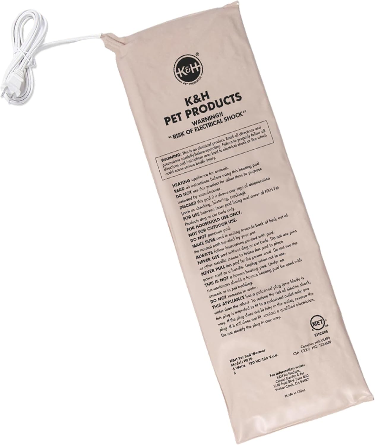 K&H Pet Bed Warmer, Safety Listed, Cat Heating Pad, Medium 20x5.5in Tan