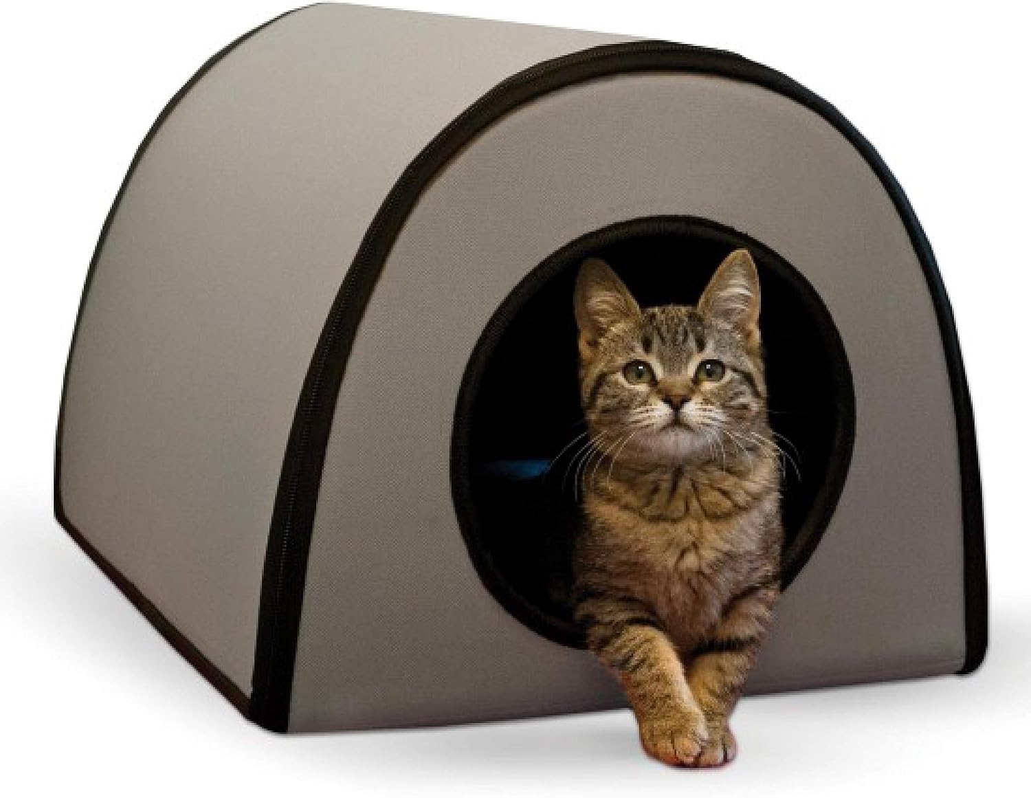 K&H Heated Cat House, Thermo Mod Kitty Shelter Outdoor, Safety Listed, 25W Gray