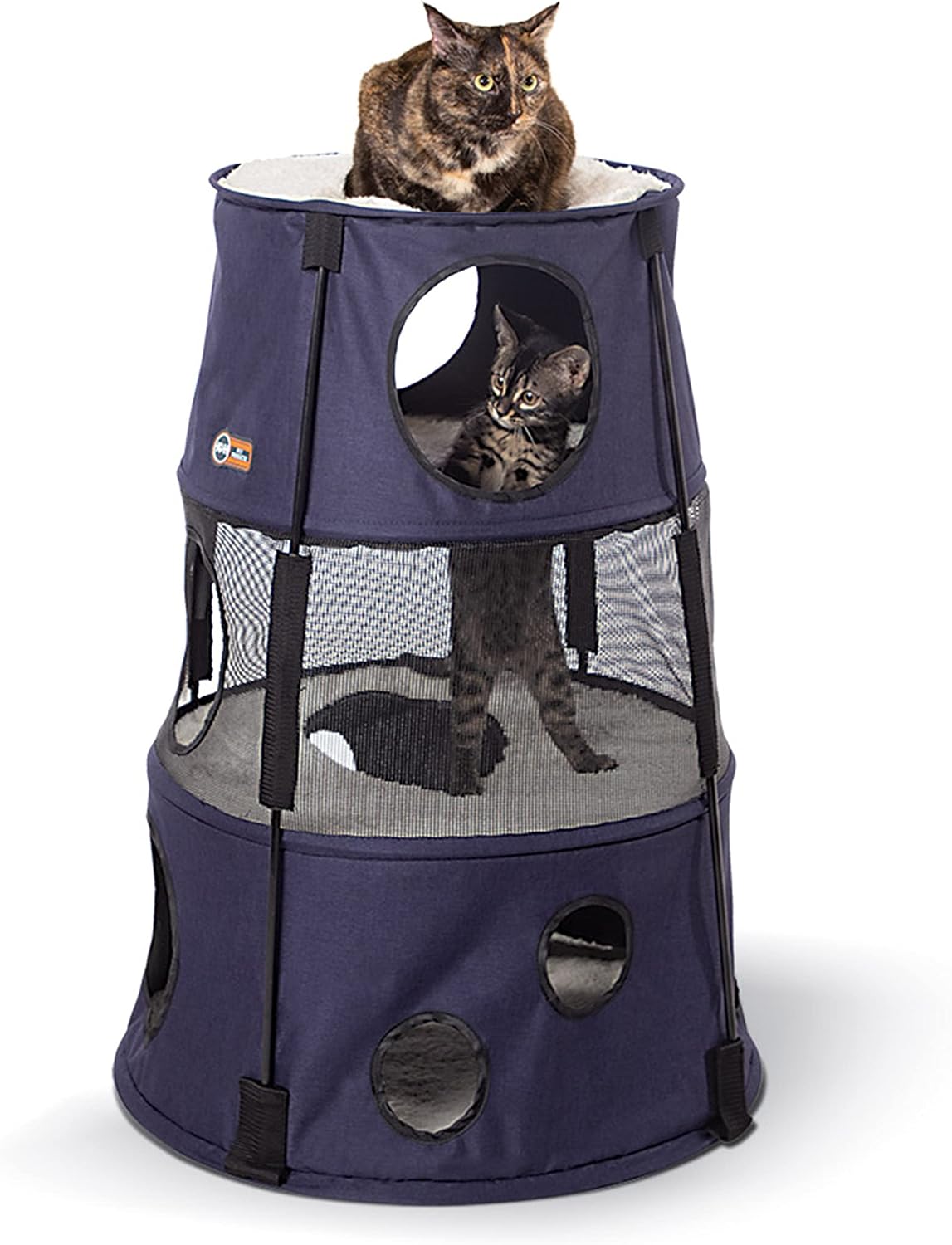 K&H Cat Tower, Tree Condo for Multiple Large Indoor Cats, 3 Level, Denim Classy Dark Denim