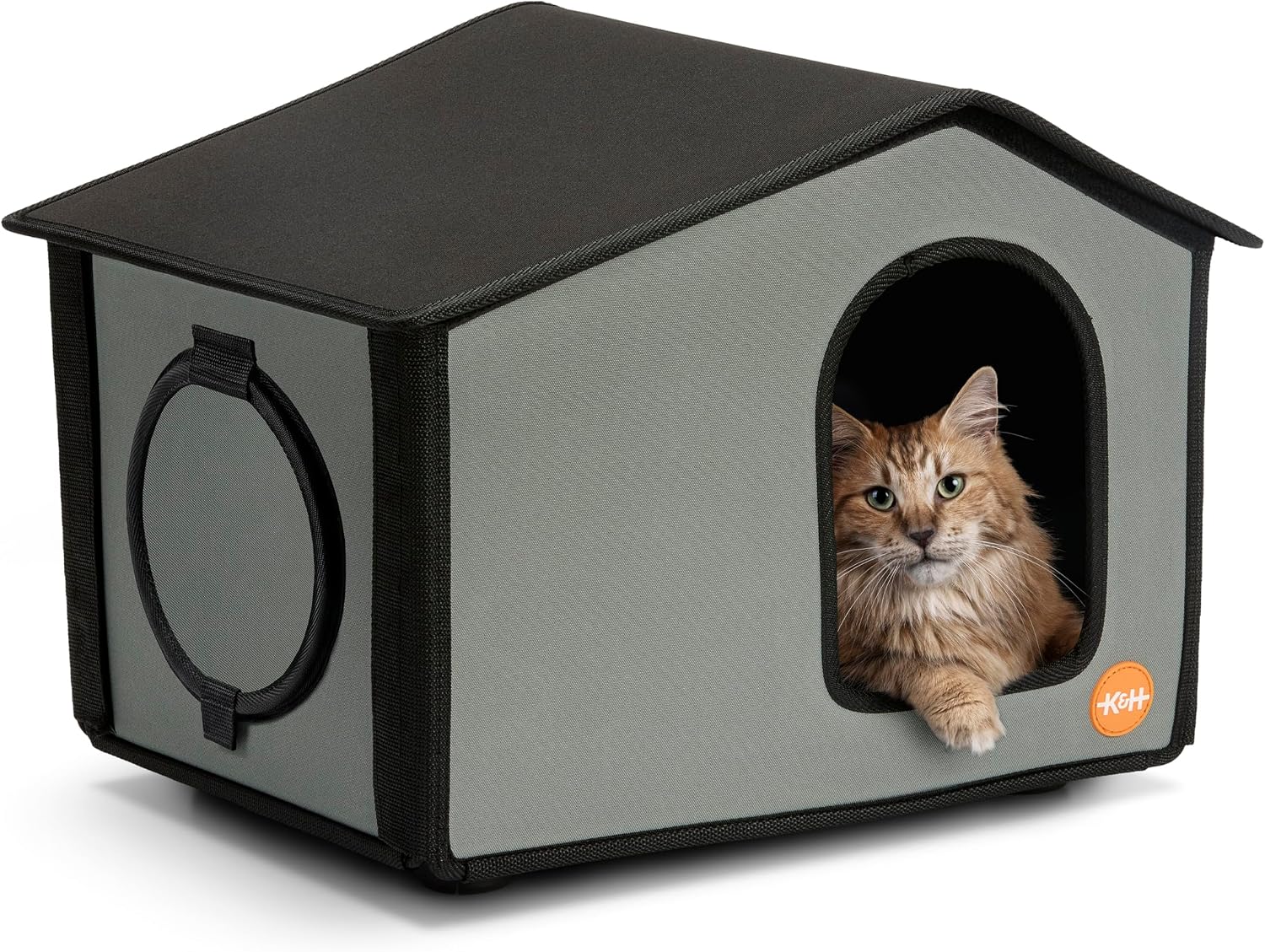 K&H Outdoor Cat House, Outdoor Kitty House, Shelter for Outside Pets, Gray