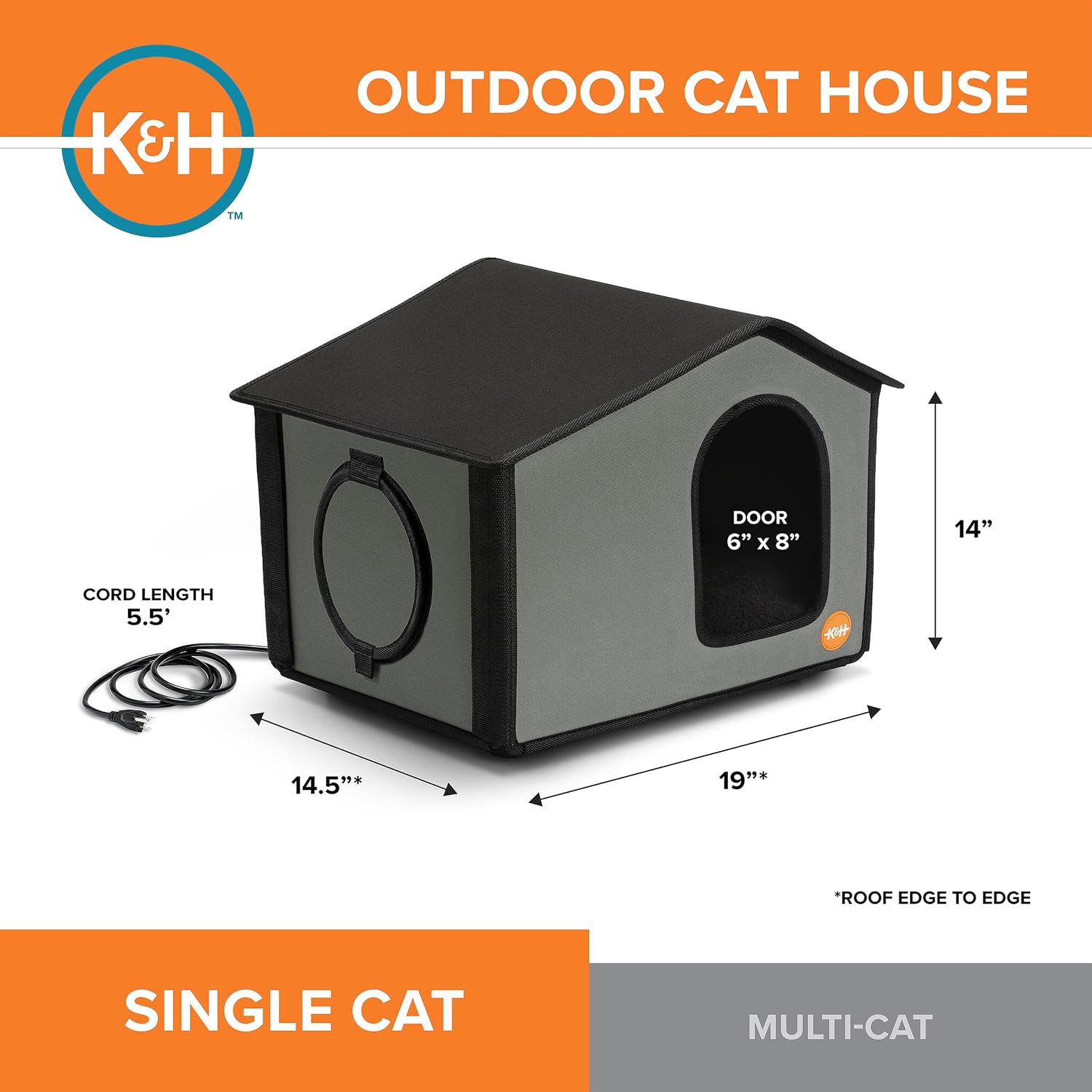 K&H Heated Cat House for Outside, Extreme Cold Weatherproof Shelter, 20W