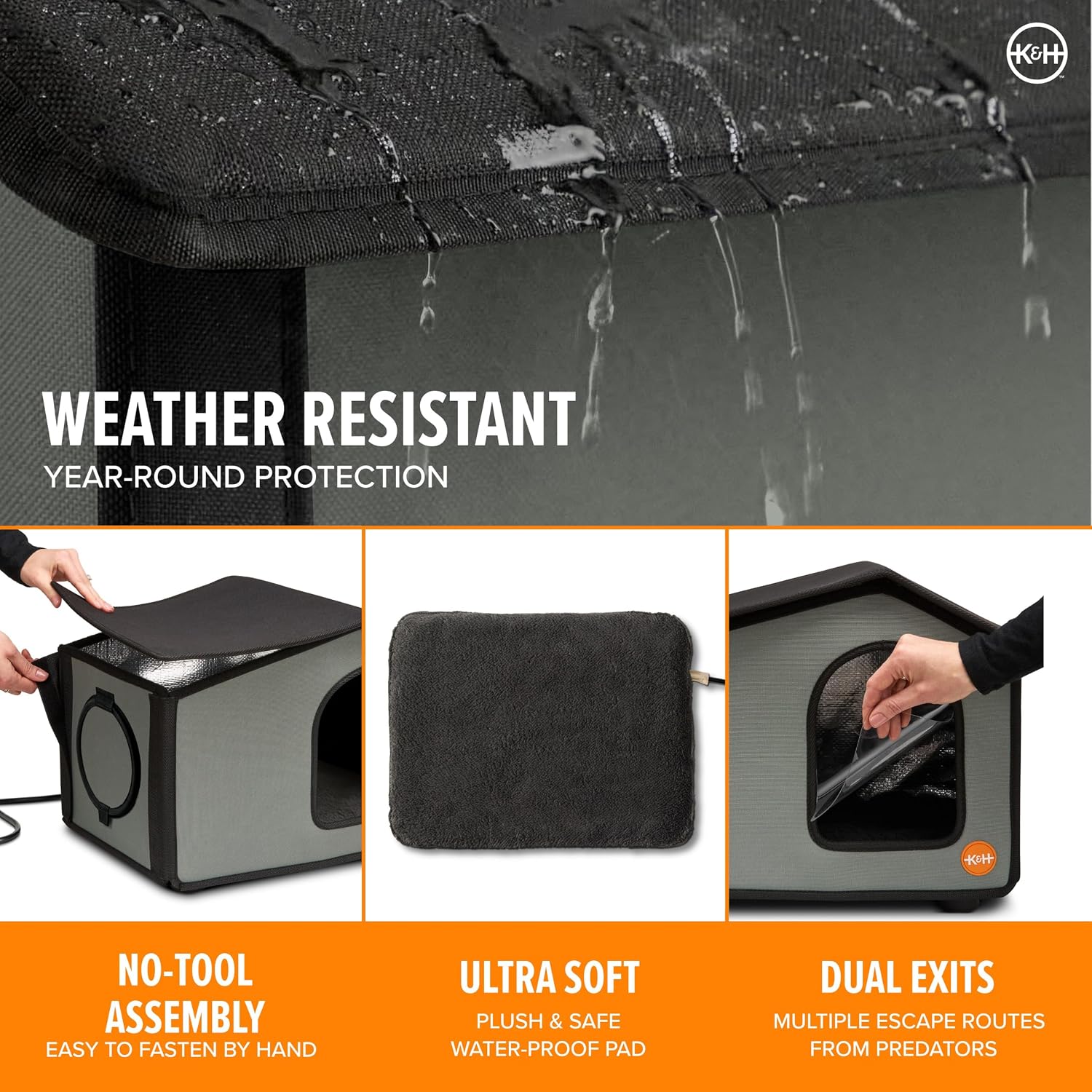 K&H Heated Cat House for Outside, Extreme Cold Weatherproof Shelter, 20W