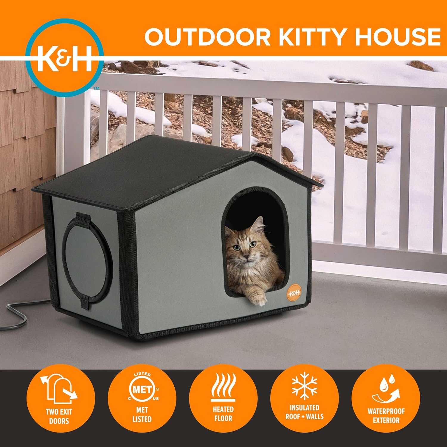 K&H Heated Cat House for Outside, Extreme Cold Weatherproof Shelter, 20W