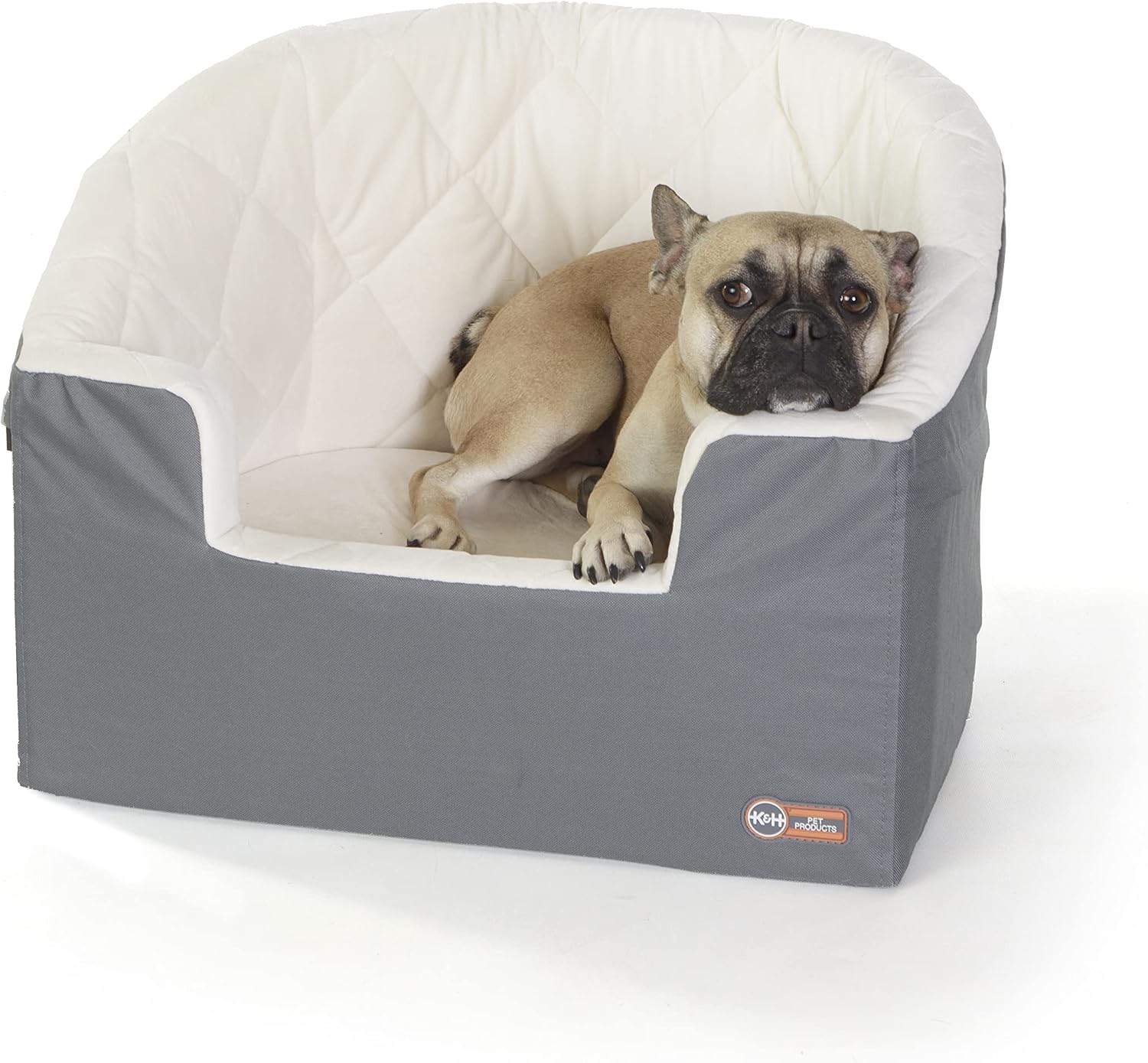 K&H Bucket Booster Dog Car Seat, Cat & Dog Booster Seat, Large Gray/Cream