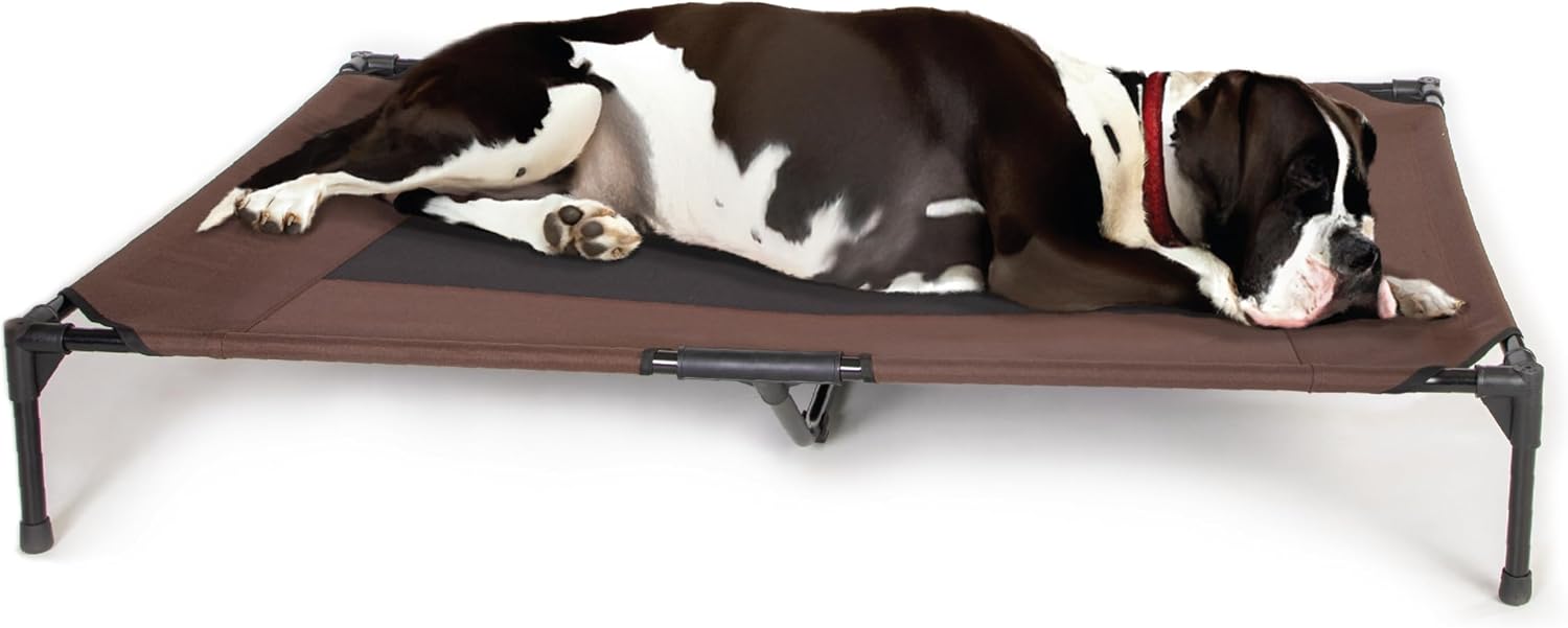 K&H Outdoor Elevated Dog Bed for XL & Giant Pets, Chocolate, Jumbo 56x38 Chocolate/Black Mesh