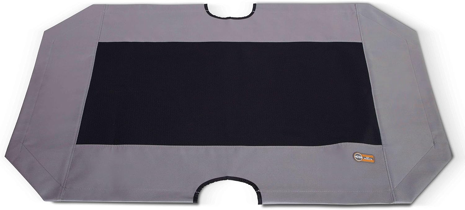 K&H Outdoor Elevated Dog Bed Pet Cot Replacement Cover, XL 50x32in, Gray Gray/Black Mesh