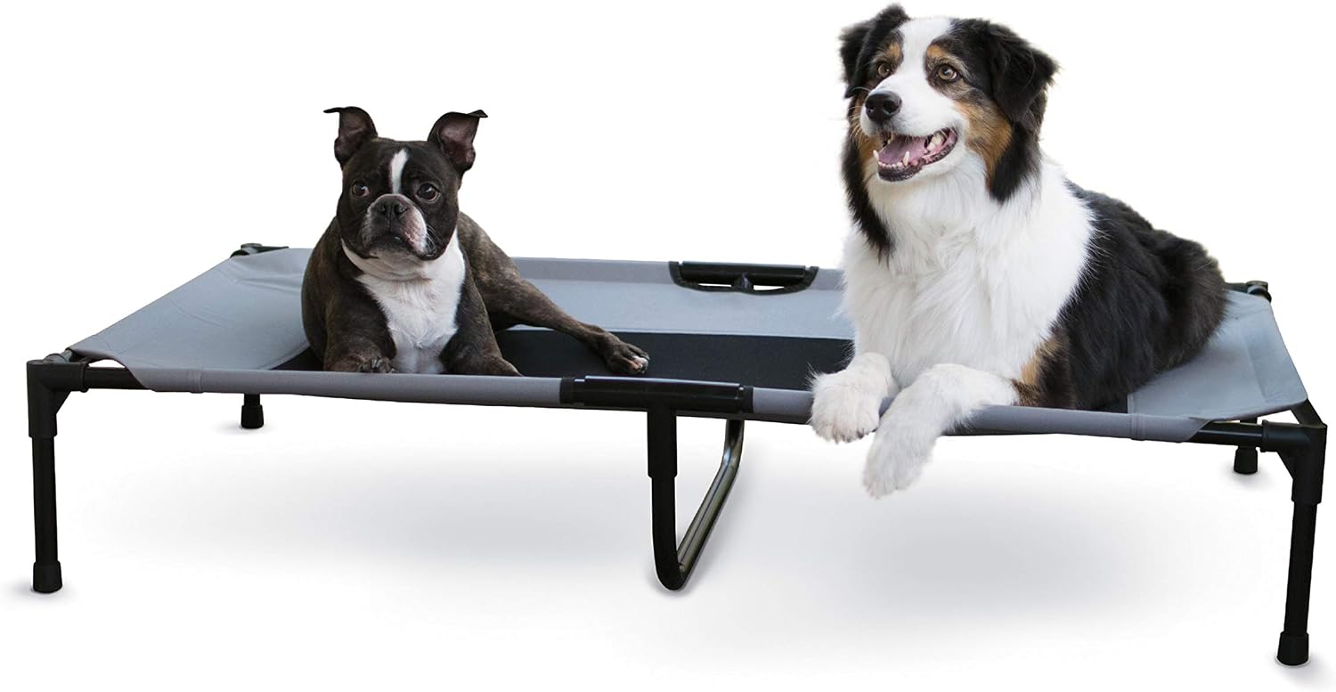K&H Outdoor Elevated Dog Bed for Large & Extra-Large Pets, Gray, XL 50x32in Gray/Black Mesh