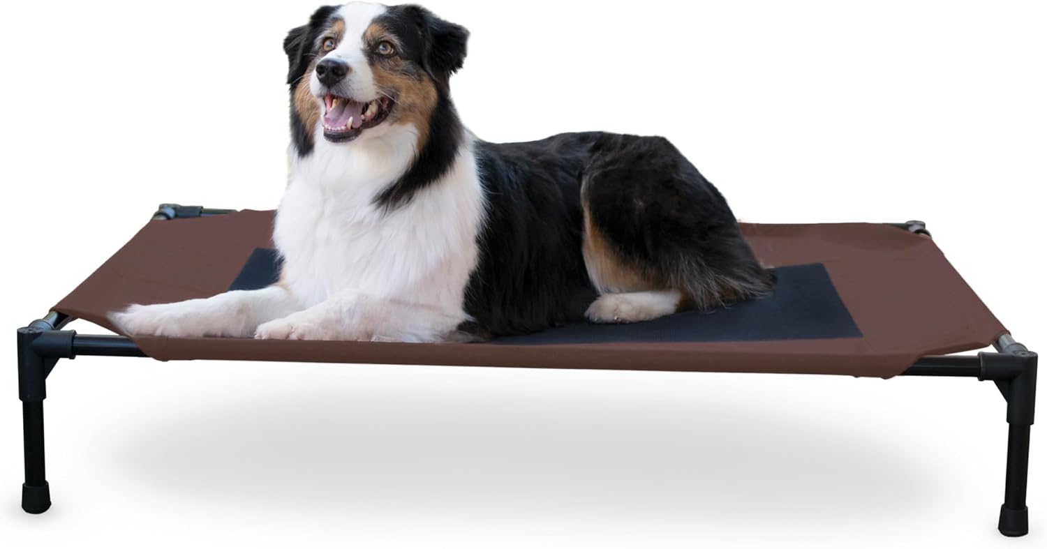 K&H Outdoor Elevated Dog Bed for Medium & Large Pets, Chocolate, 42x30in Chocolate/Black Mesh