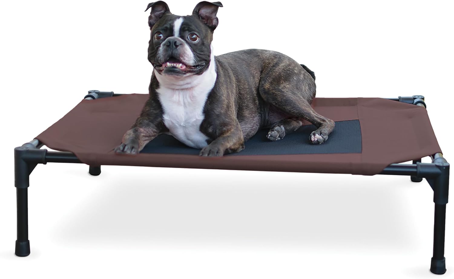K&H Outdoor Elevated Dog Bed for Small & Medium Pets, Chocolate, 32x25in Chocolate/Black Mesh