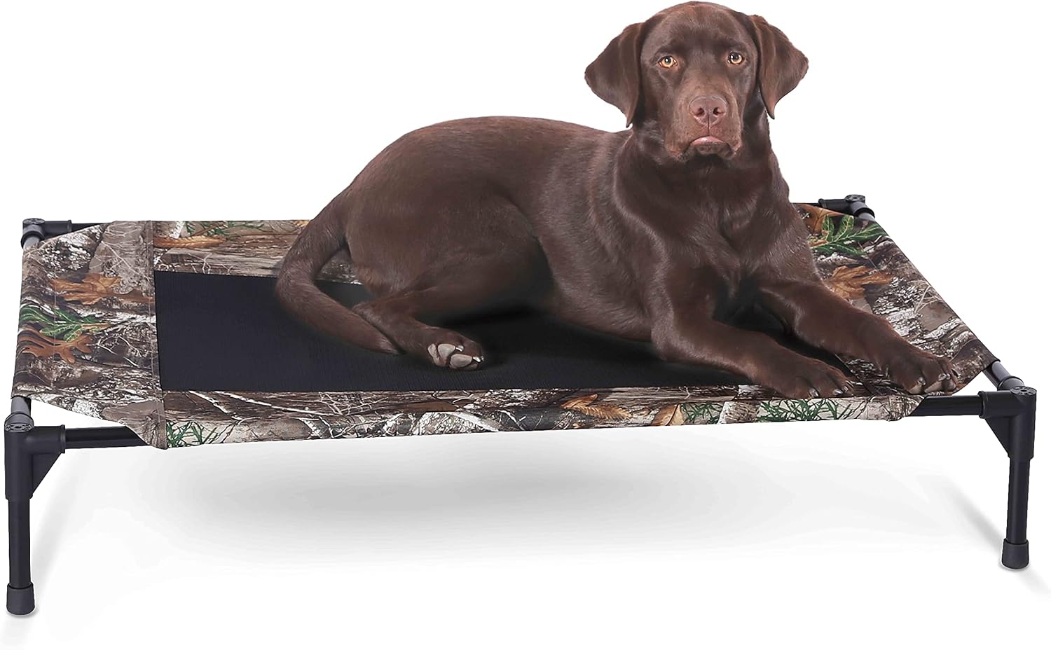 K&H Outdoor Elevated Dog Bed for Medium & Large Pets, Camo, Large 42x30in Camo/Black Mesh
