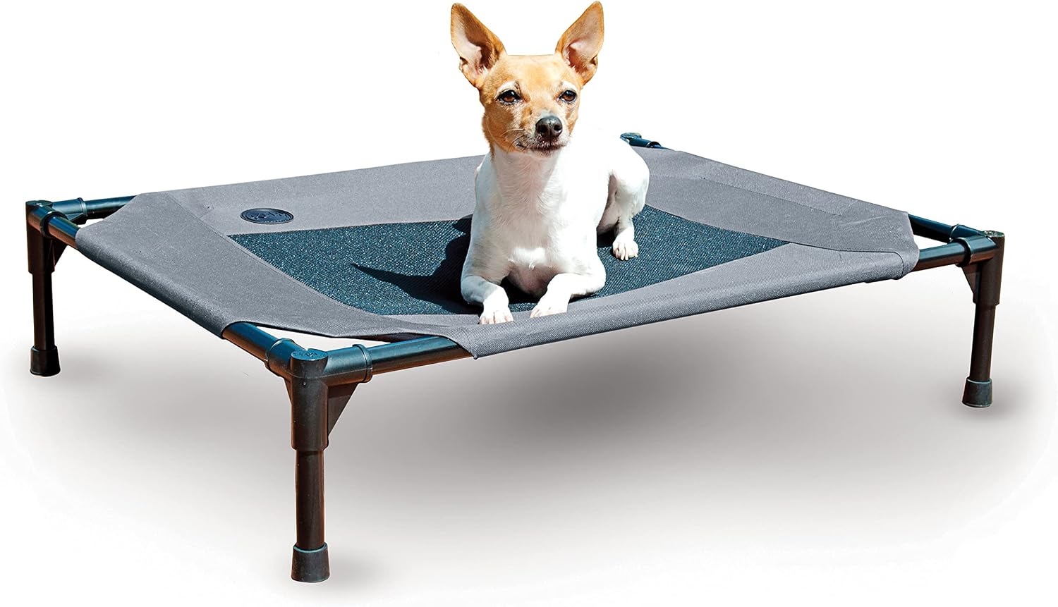 K&H Outdoor Elevated Dog Bed for Small & Medium Pets, Gray, Medium 32x25in Gray/Black Mesh