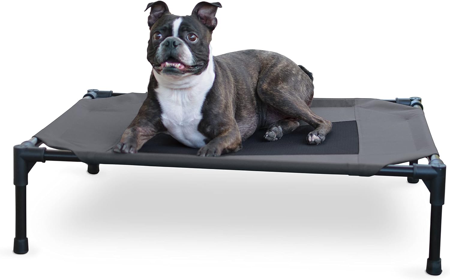 K&H Outdoor Elevated Dog Bed for Small & Medium Pets, Charcoal, 32x25in Charcoal/Black Mesh
