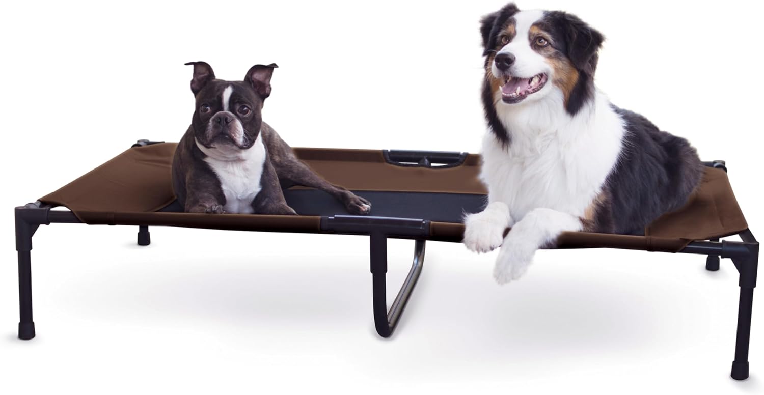 K&H Outdoor Elevated Dog Bed for Large & X-Large Pets, Chocolate, 50x32in Chocolate/Black Mesh