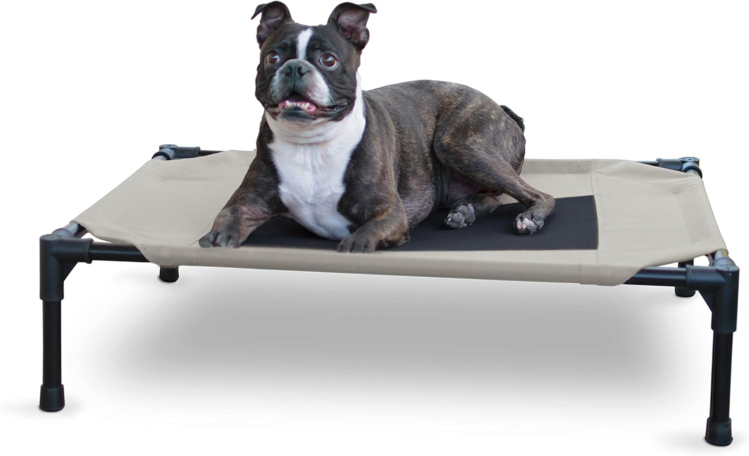K&H Outdoor Elevated Dog Bed for Small & Medium Pets, Taupe, Medium 32x25in Taupe/Black Mesh