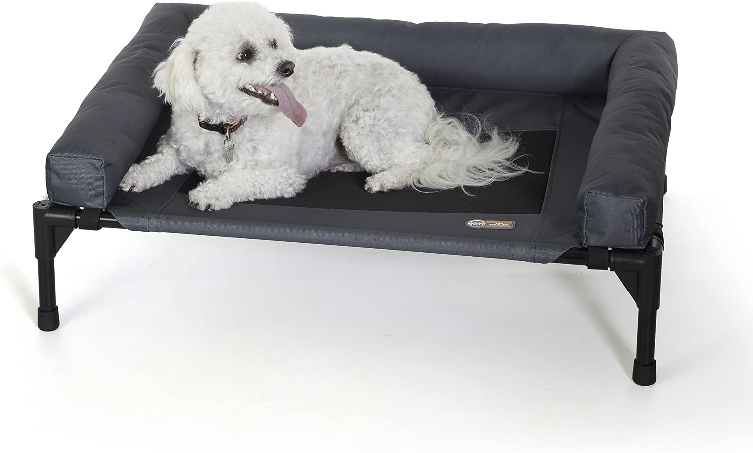 K&H Bolster Dog Cot Cooling Indoor/Outdoor Dog Bed, Charcoal 32" X 25" Charcoal/Black Mesh