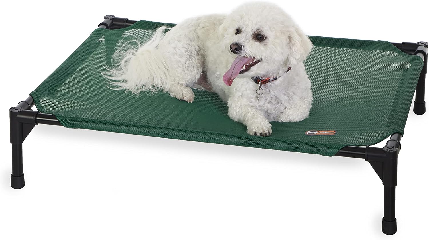 K&H Outdoor Elevated Dog Bed for Small & Medium Pets, Green, Medium 32x25in Green Mesh