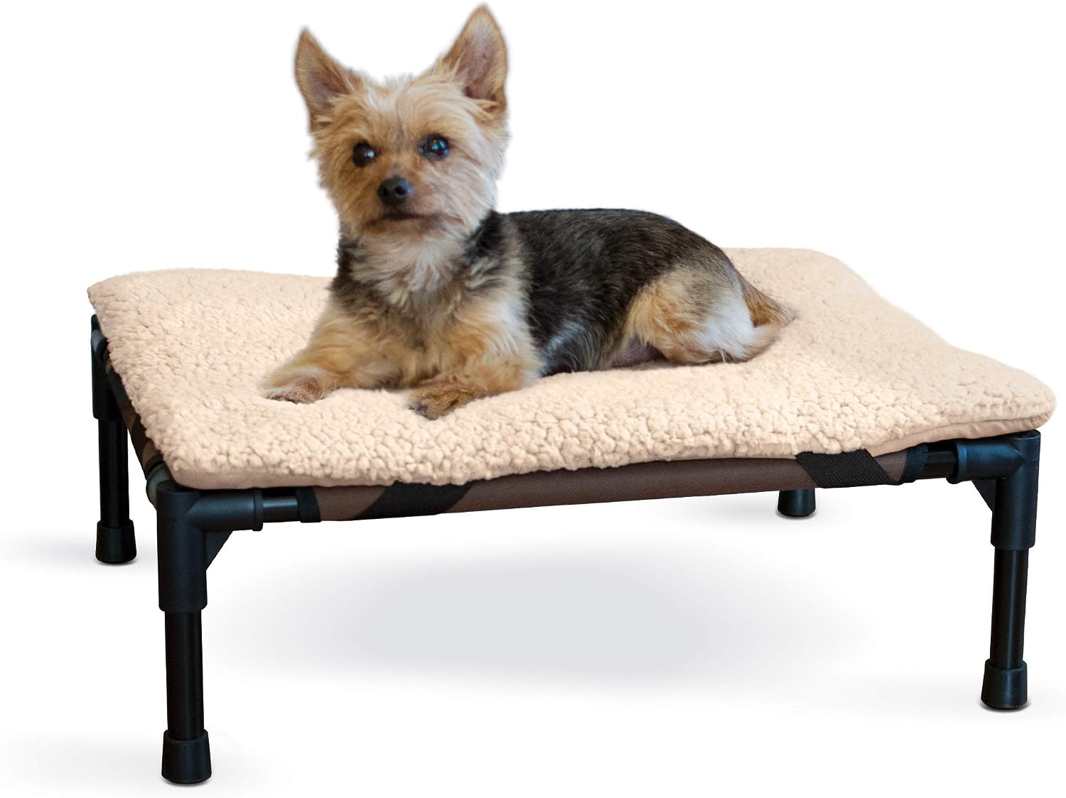 K&H Pet Products Original Elevated Pet Cot Tan with Microfleece Pad Chocolate/Black Mesh