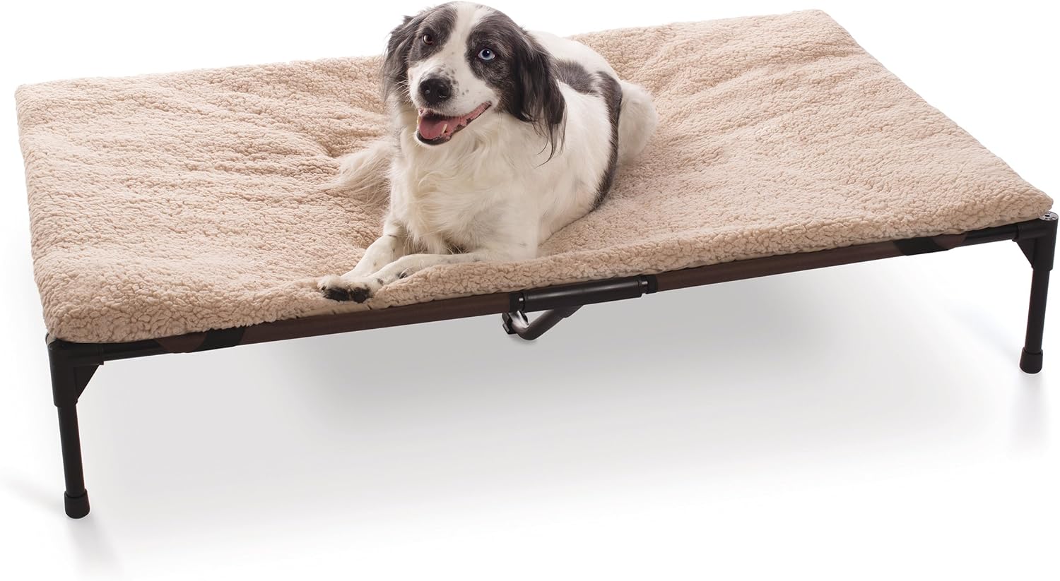K&H Pet Products Original Elevated Pet Cot Tan with Microfleece Pad Chocolate/Black Mesh