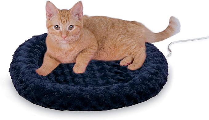 K&H Heated Cat Bed, Thermo-Kitty Fashion Splash Indoor, Safety Listed Blue