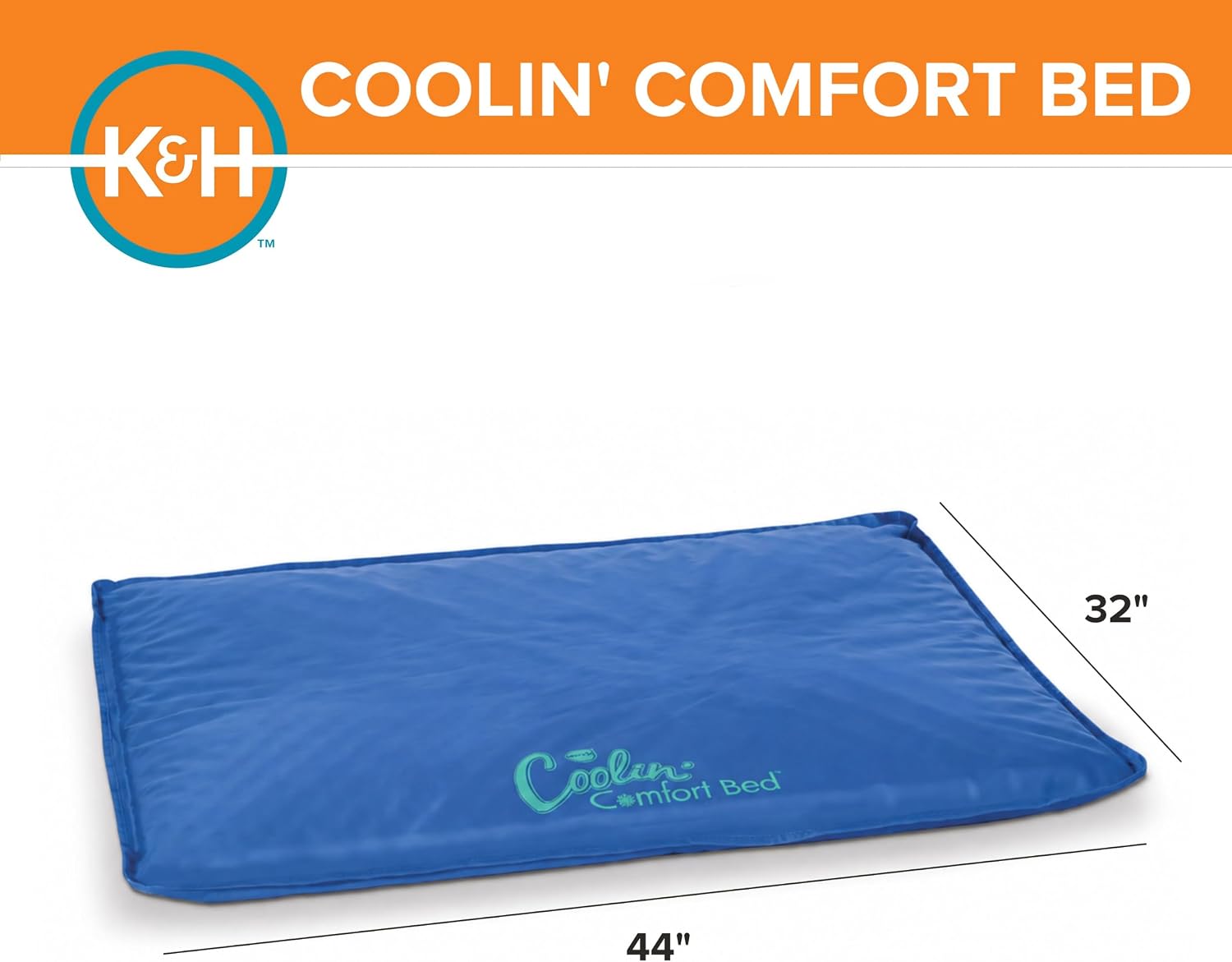 K&H Dog Cooling Mat, Coolin' Comfort Bed- Large 44x32in Chill Blue