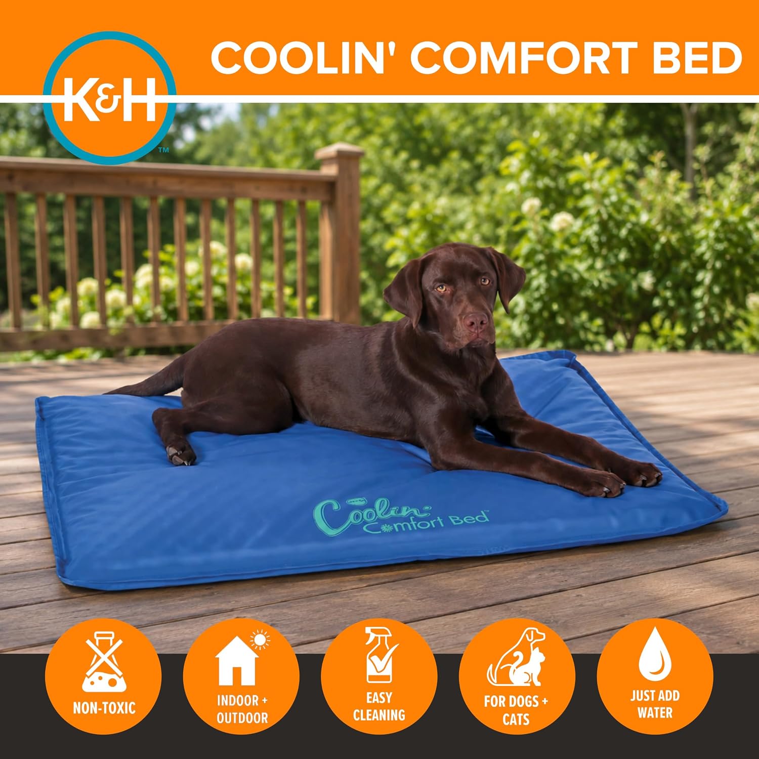 K&H Dog Cooling Mat, Coolin' Comfort Bed- Large 44x32in Chill Blue