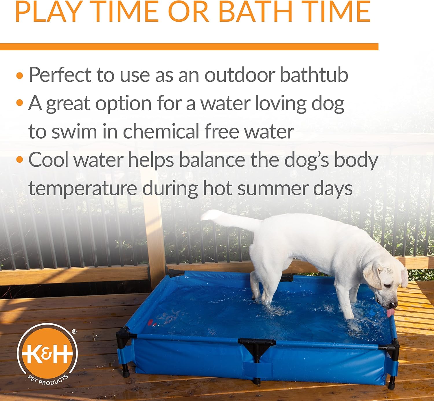 K&H Dog Pool, Portable Pet Bath, X-Large 50x32in, Chill Blue