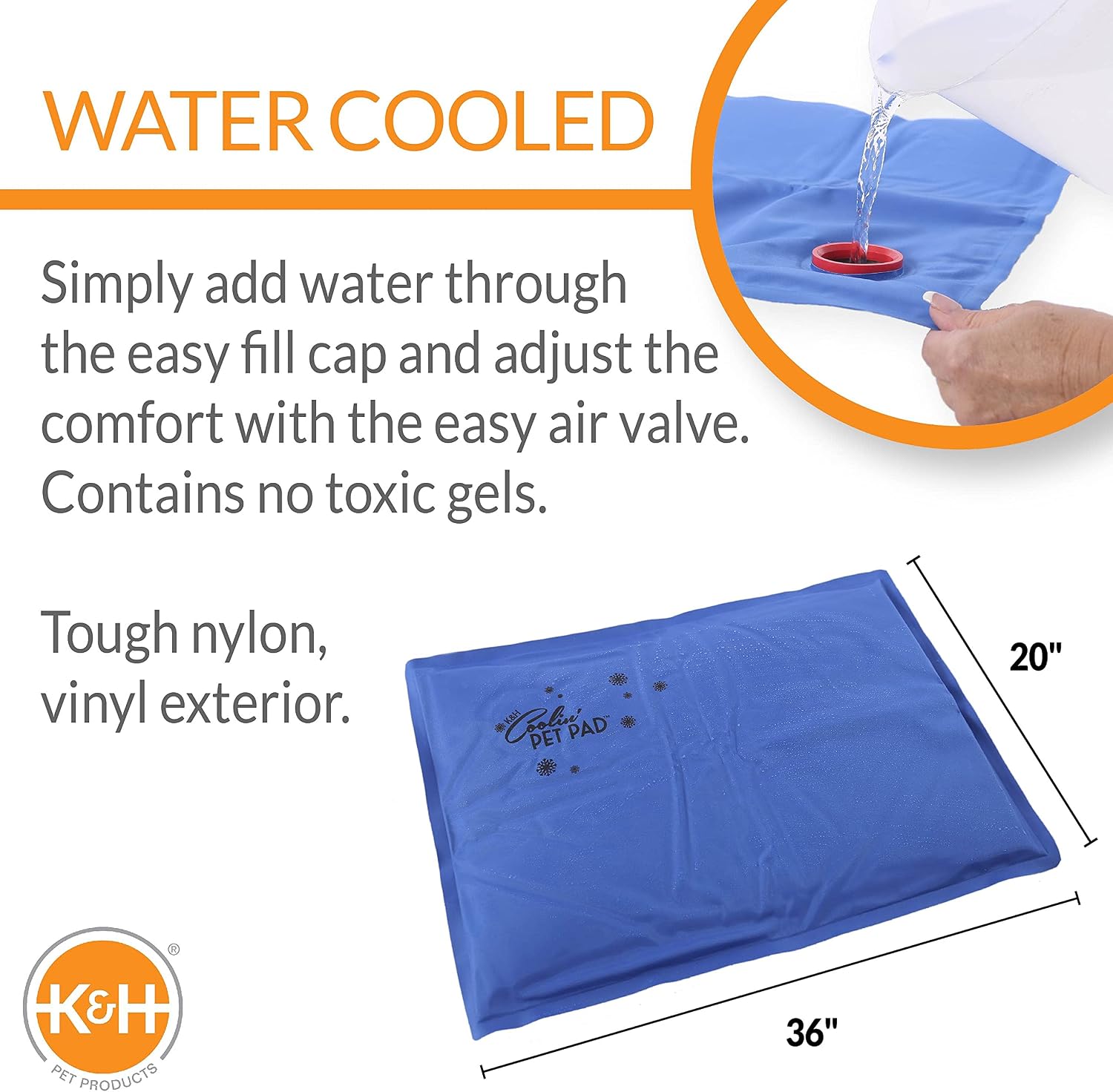 K&H Dog Cooling Mat, Coolin' Pet Pad, Large 36x20in Chill Blue