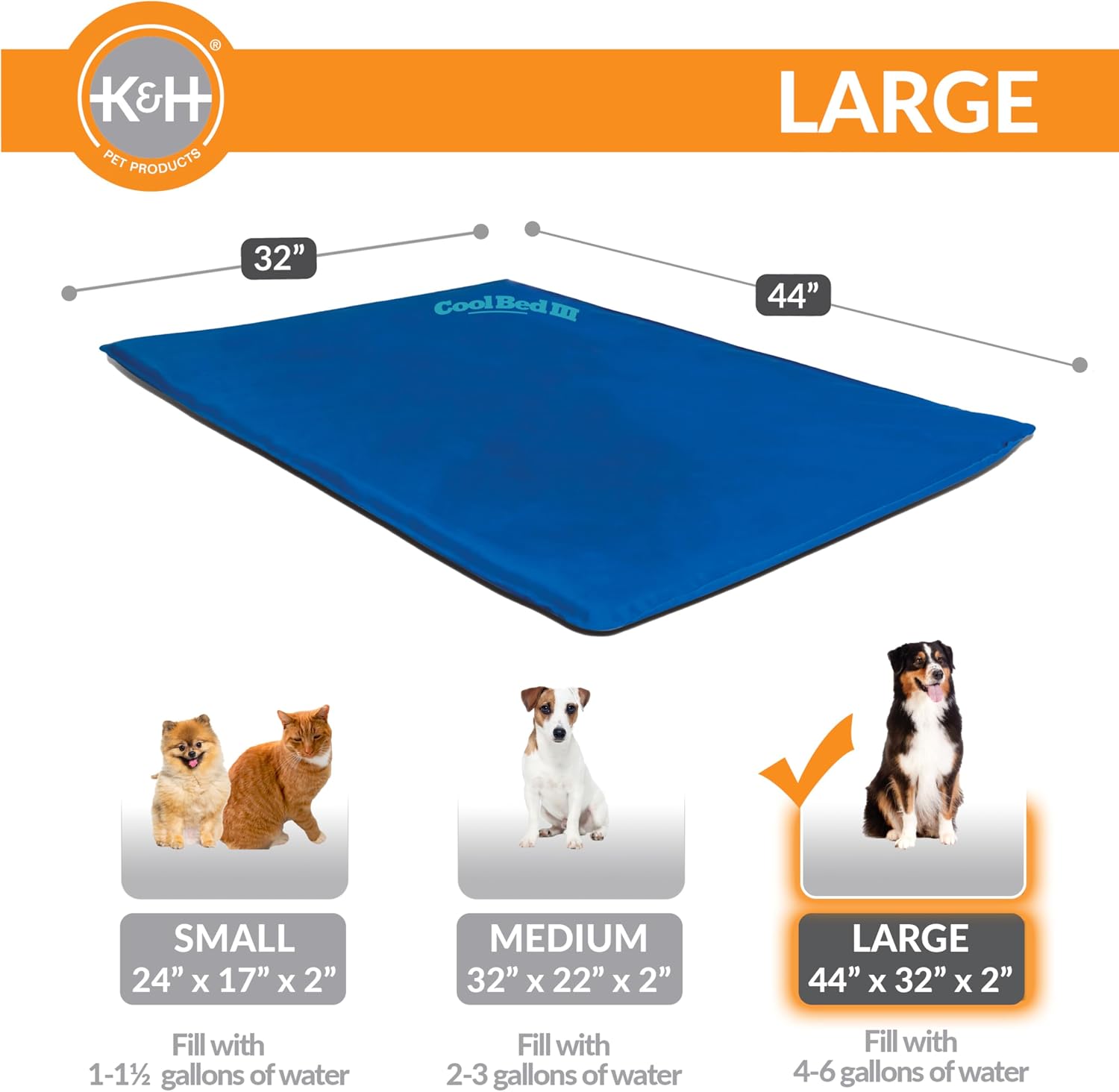 K&H Dog Cooling Mat, Cool Bed III - Large 44x32in Chill Blue