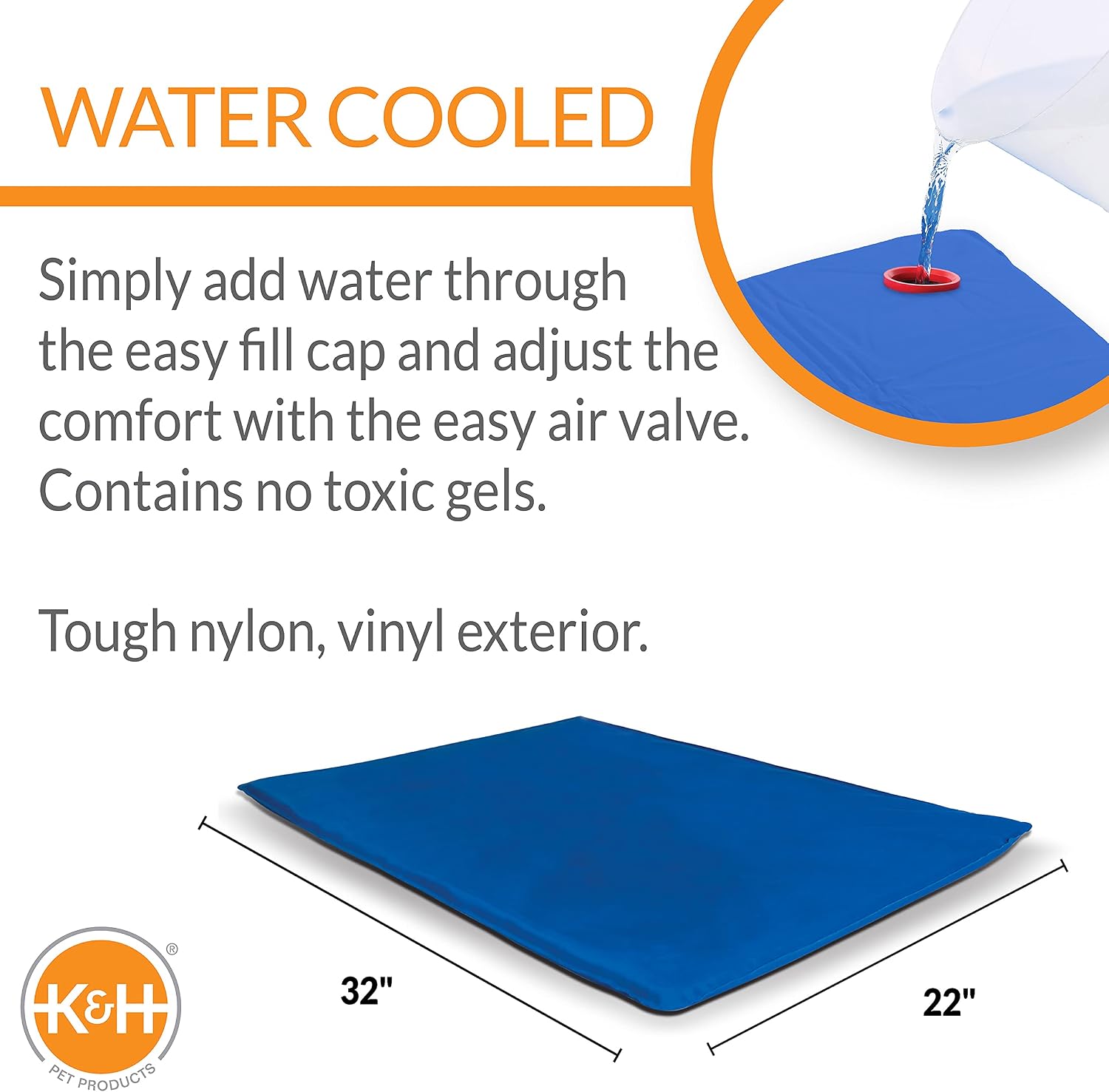 K&H Dog Cooling Mat, Cool Bed III - Medium 32x22in Chill Blue