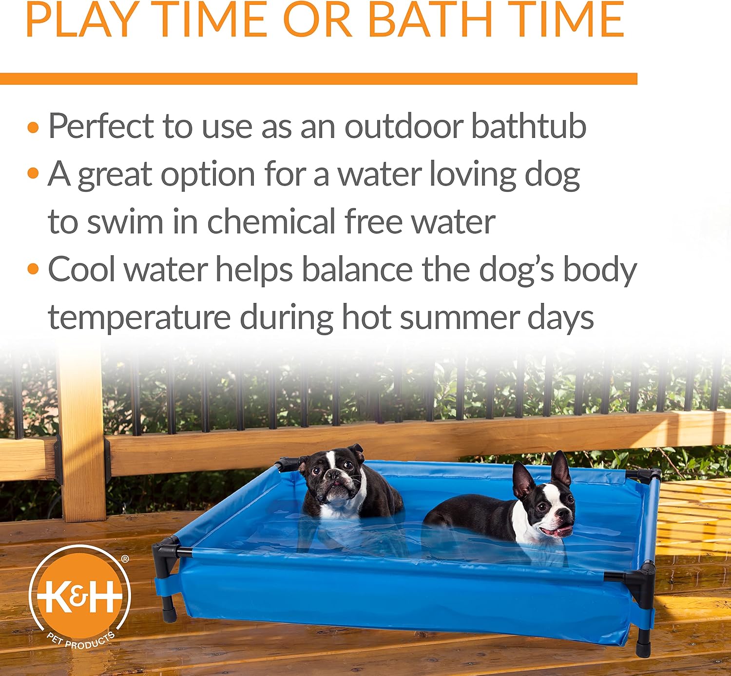 K&H Dog Pool, Portable Pet Bath, Large 42x30in Chill Blue