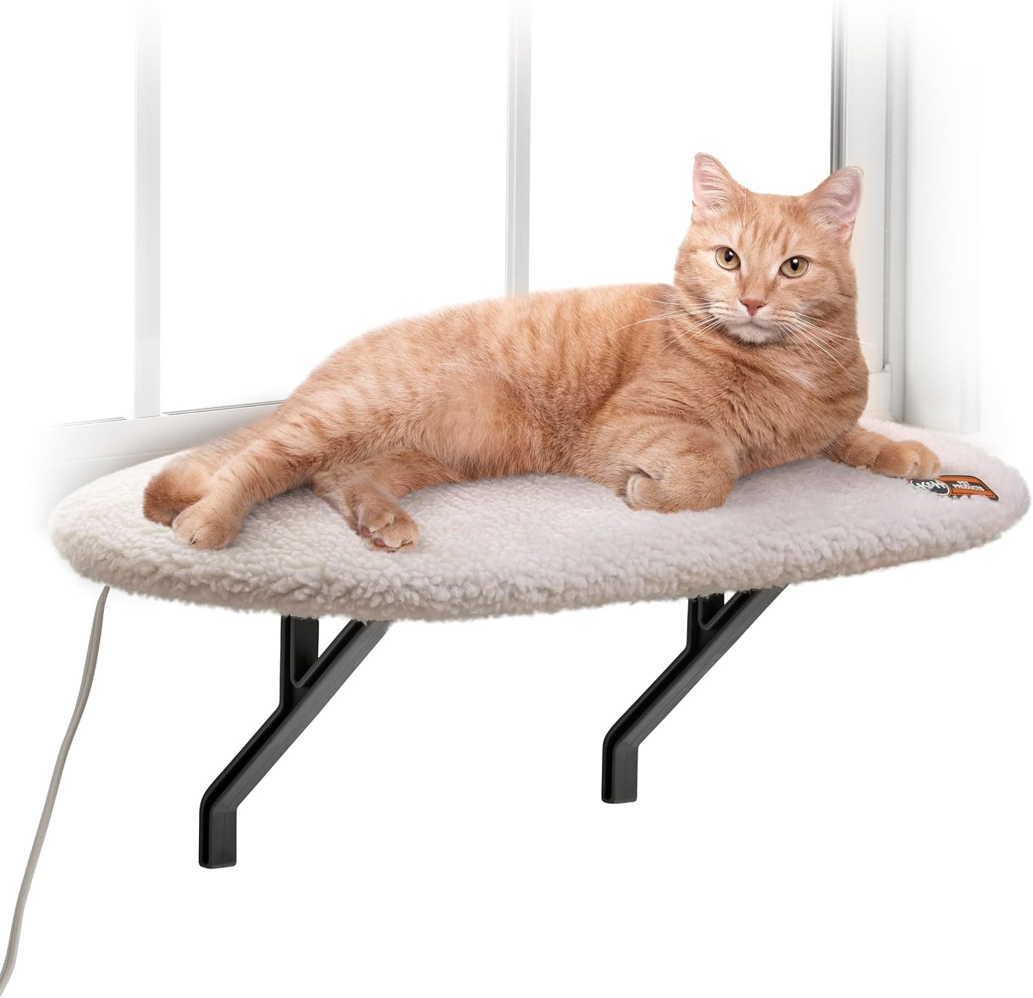 K&H Cat Window Perch, Heated Kitty Sill, Safety Listed, 24x14in, Fleece