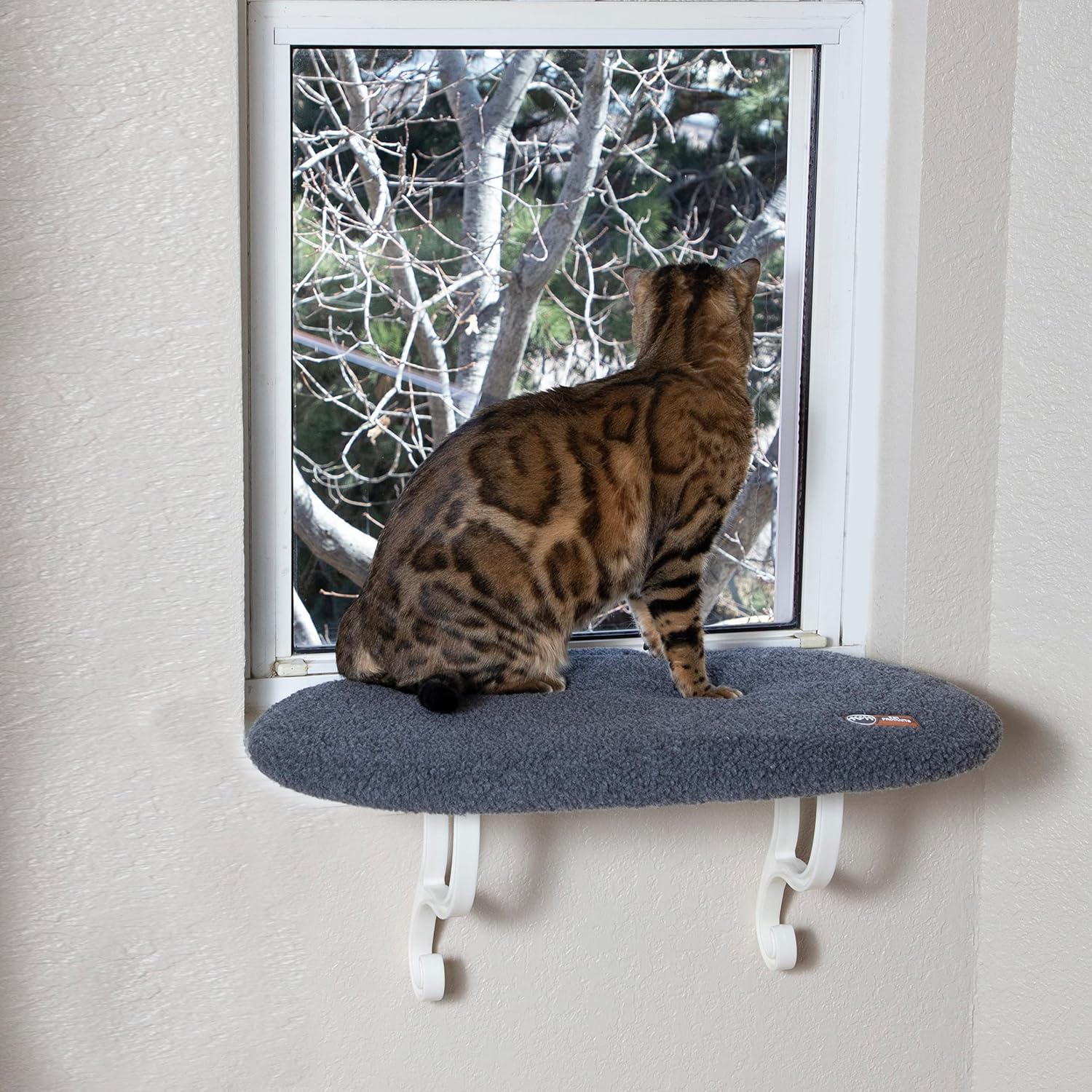 K&H Cat Window Perch, Unheated Kitty Sill, 24x14in, Gray Fleece