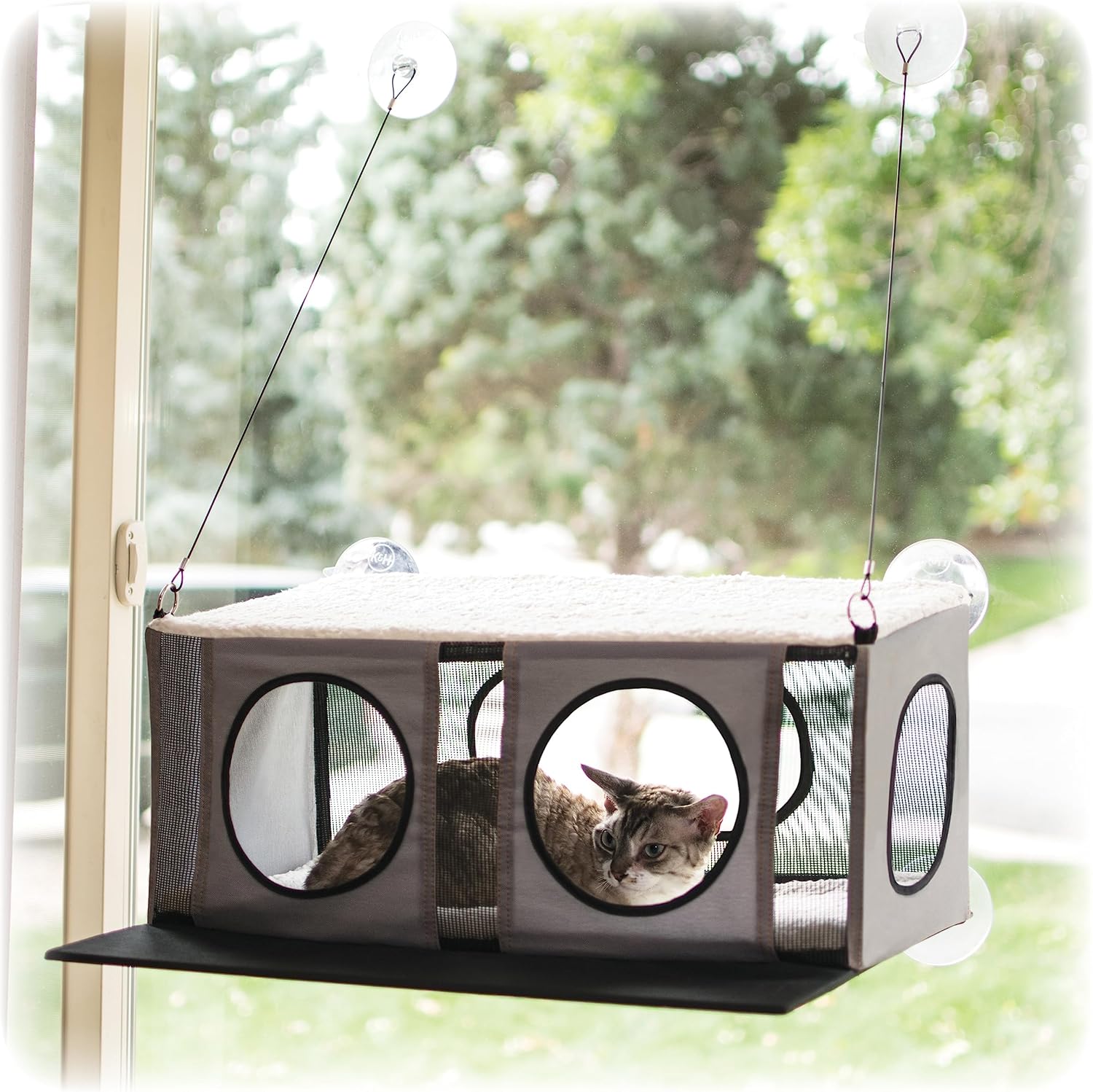 K&H Cat Window Perch, EZ Mount Window Penthouse Kitty Sill, 23x19in, Gray
