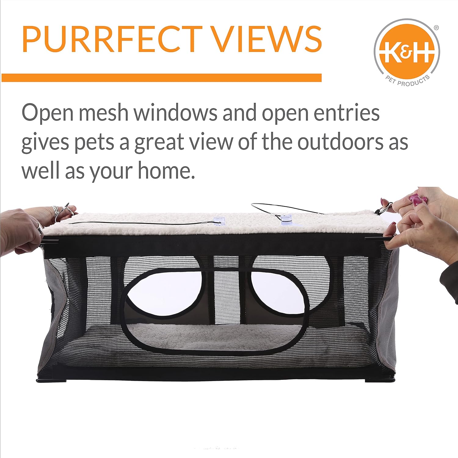 K&H Cat Window Perch, EZ Mount Window Penthouse Kitty Sill, 23x19in, Gray