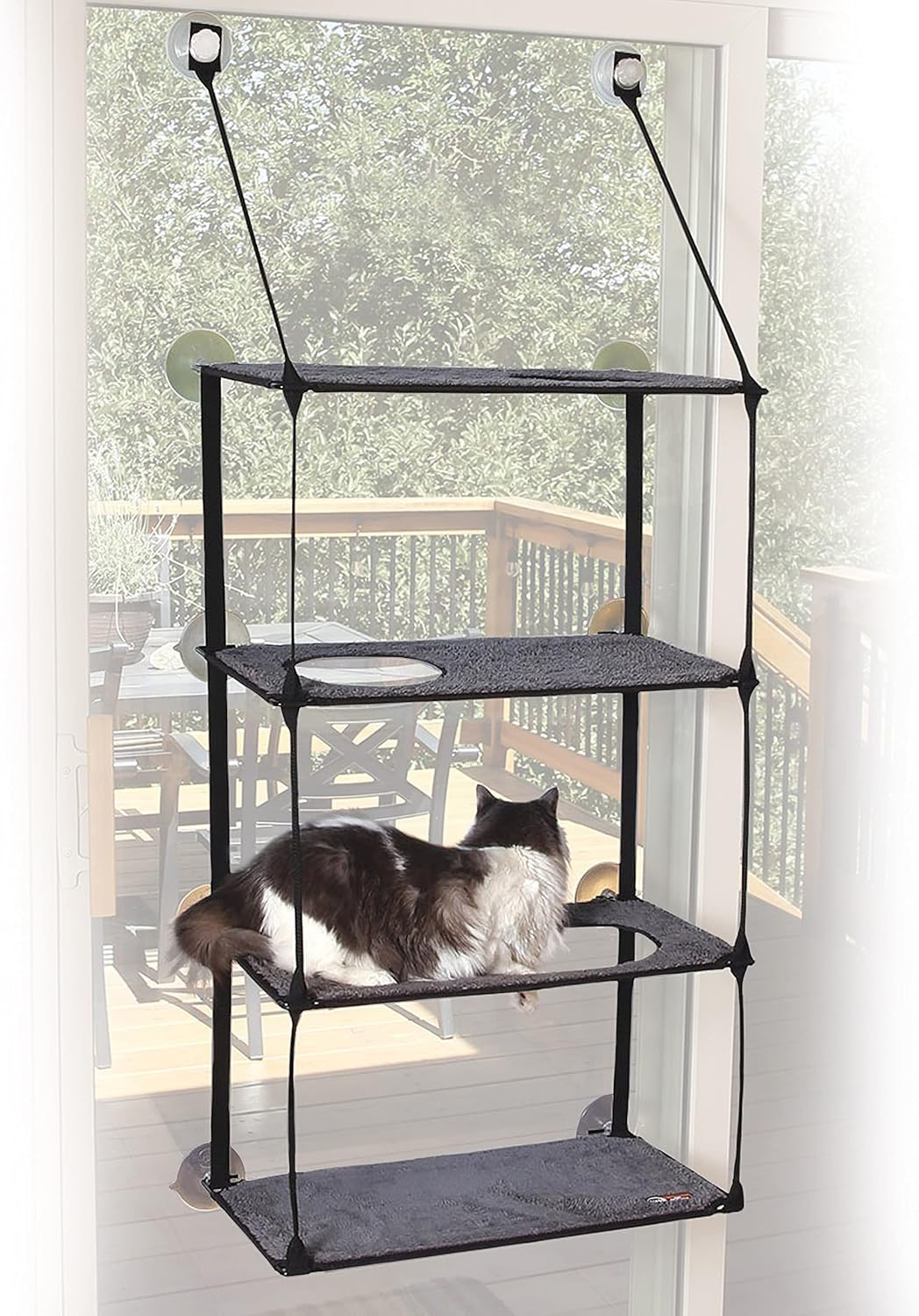 K&H Cat Window Perch, EZ Mount Quad Stack for Large Cats, 23x12in
