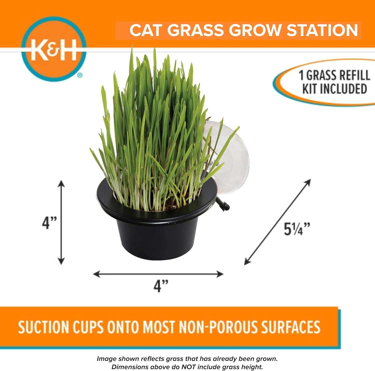 K&H Cat Grass Kit, EZ Mount Window Grass Grow Station, 5.25x4in, Black