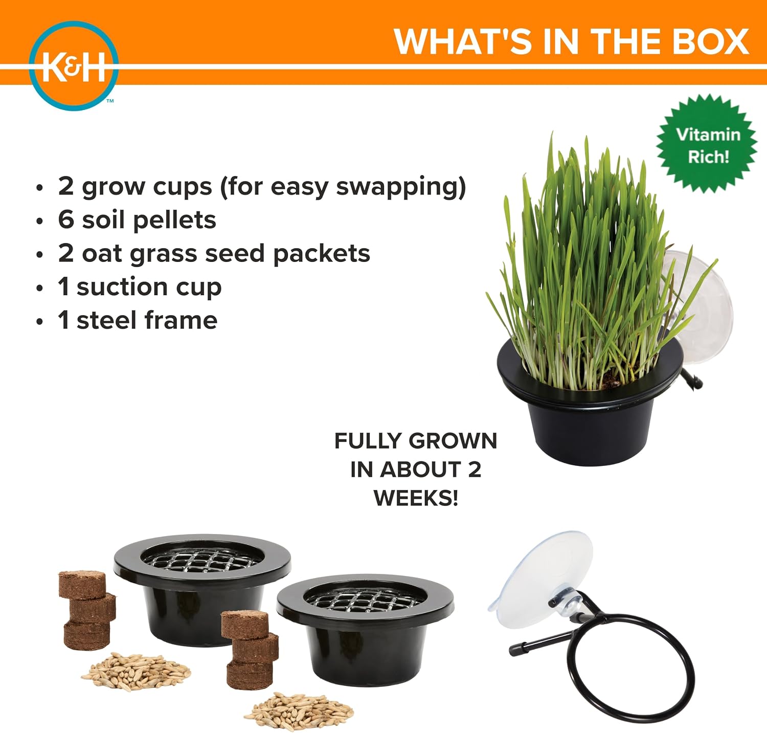 K&H Cat Grass Kit, EZ Mount Window Grass Grow Station, 5.25x4in, Black