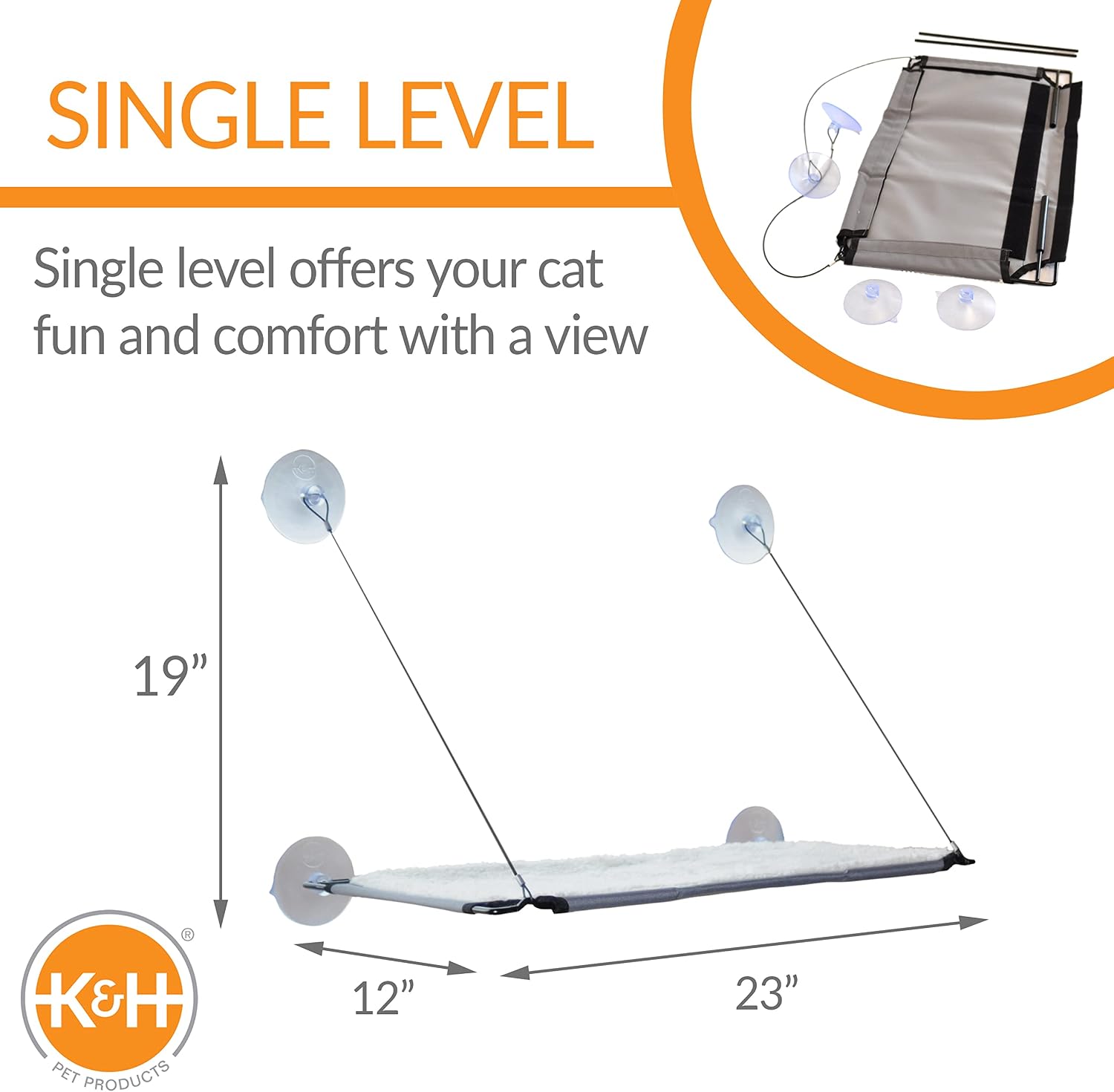 K&H Cat Window Perch, Lounger for Large Cats - 23x12in Fleece