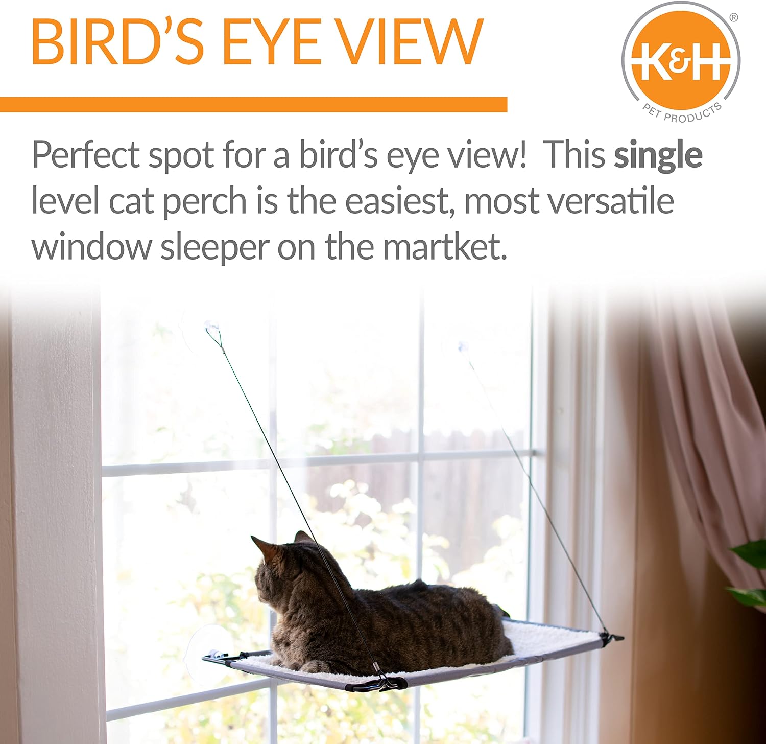 K&H Cat Window Perch, Lounger for Large Cats - 23x12in Fleece