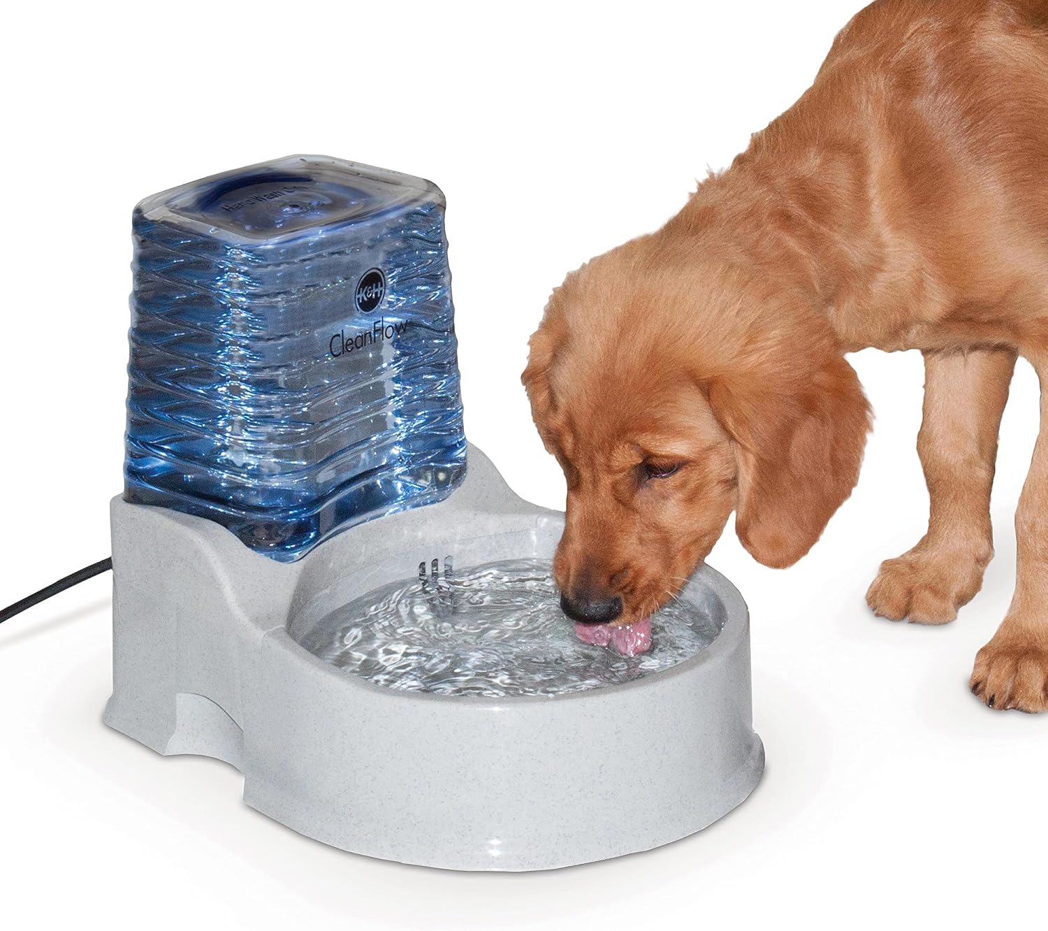 K&H Pet Products CleanFlow Filtered Water Bowl for Dogs Granite Medium 1.4 Gallon Bowl + 1 Gallon Reservoir