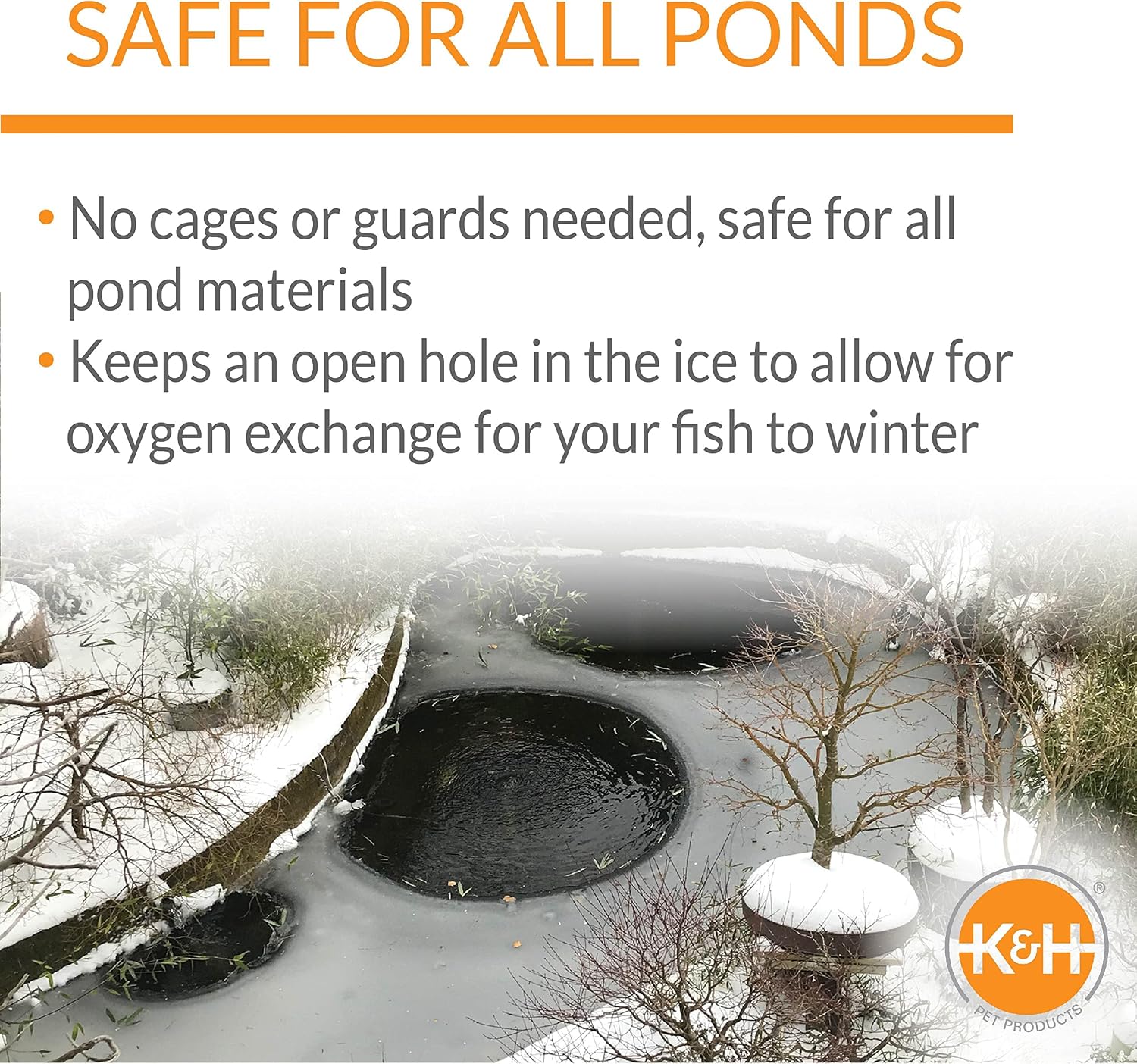 K&H Pond Heater, Thermo-Pond Perfect Climate Submersible Deicer, 300W, Gray