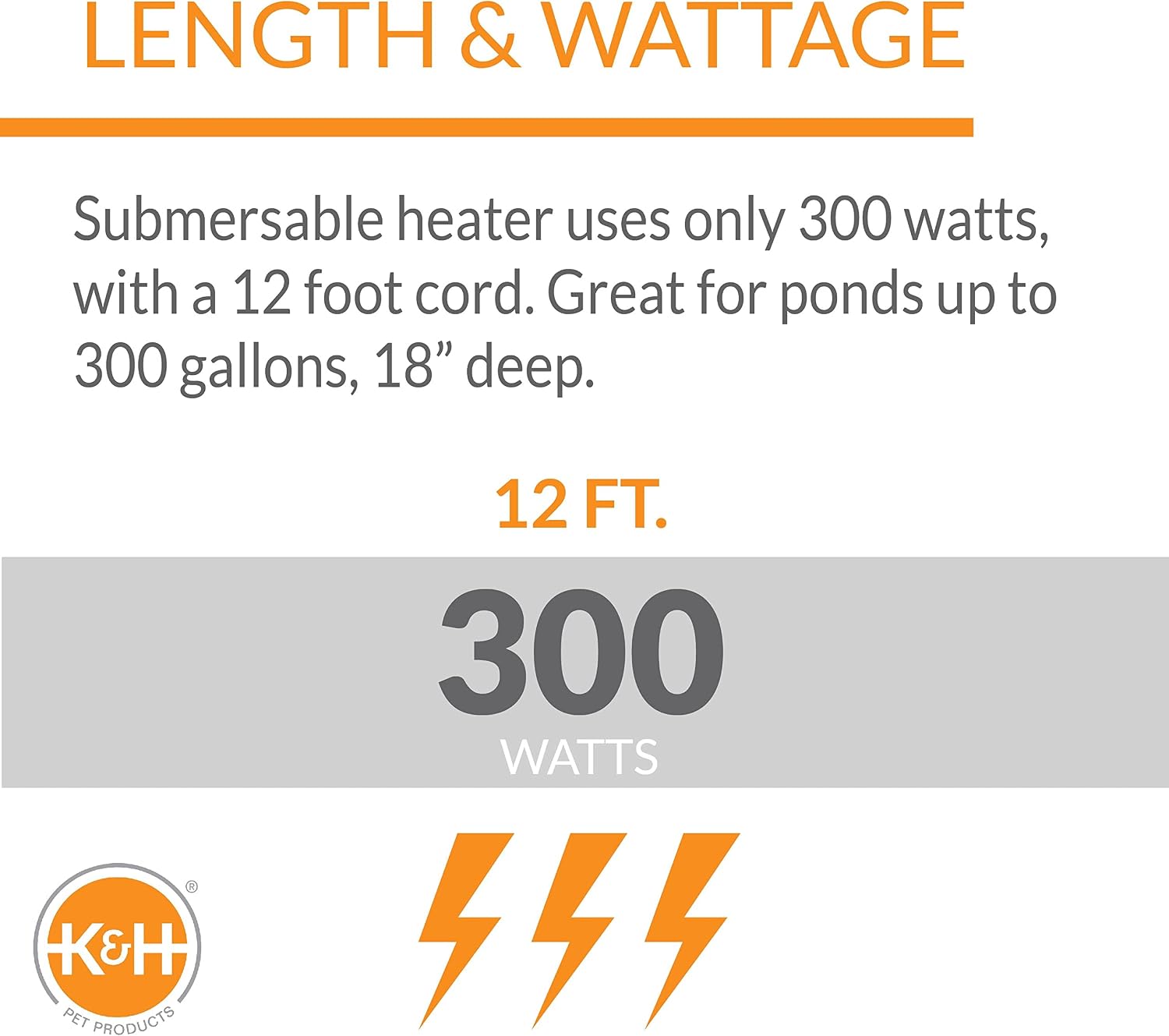 K&H Pond Heater, Thermo-Pond Perfect Climate Submersible Deicer, 300W, Gray